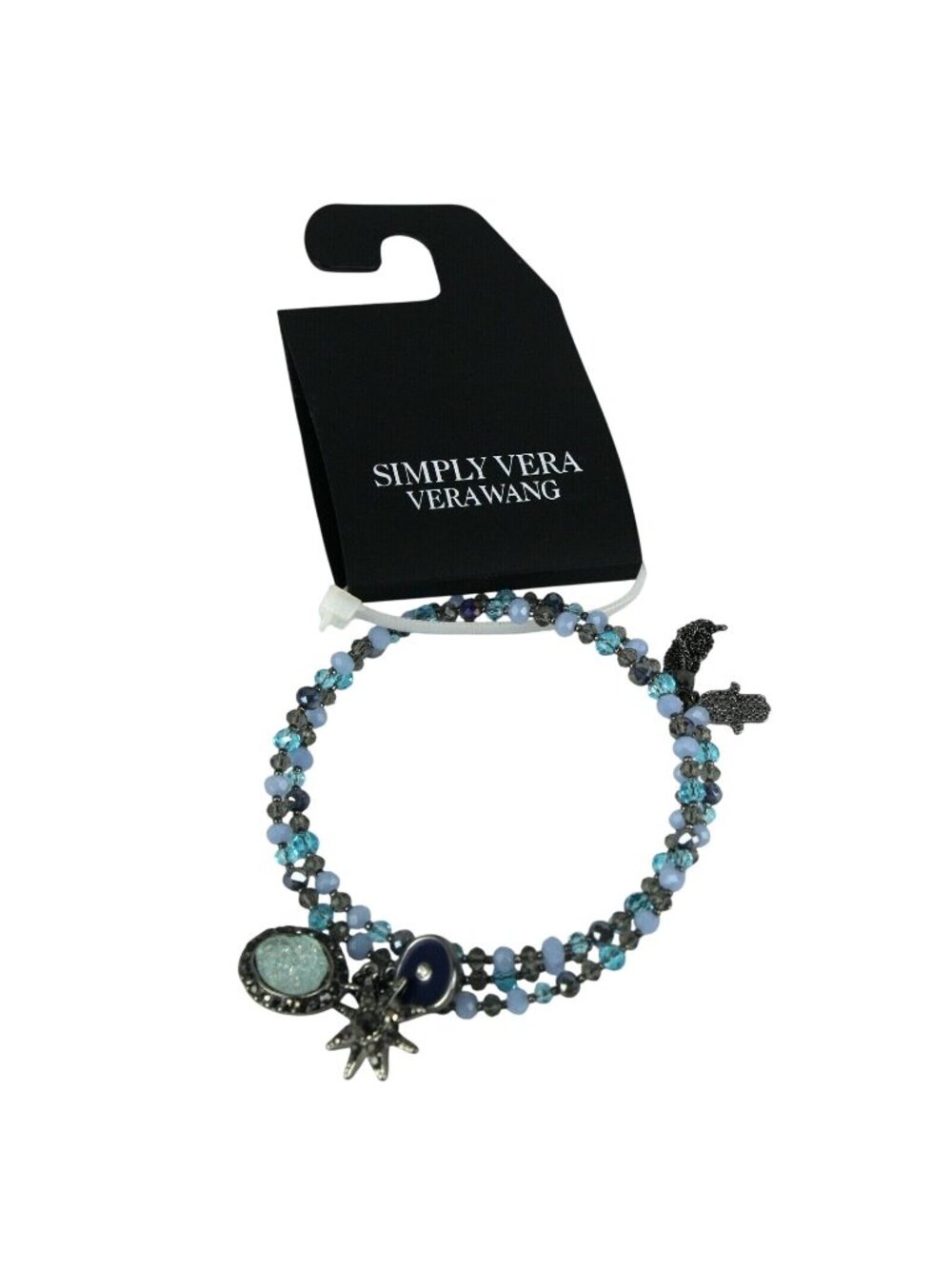 Vera Wang Bracelet Dark-tone Blue / Teal Beaded Hasma Charm